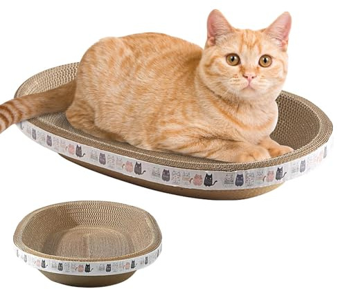 Grattoir À Chat En Carton - Carton À Gratter Pour Forme Ovale Haute Densité Pour Chat | 2 En 1 Grattoir Chat Rond Ovale,Planche À Gratter Pour Chat,Griffoir Pour Chat Carton,Tapis À Gratter Pour Chats