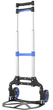 Folding Sack Truck, Aluminium Hand Trolley on Wheels with Adjustable Handle for Garden, Festival, Camping & Transport
