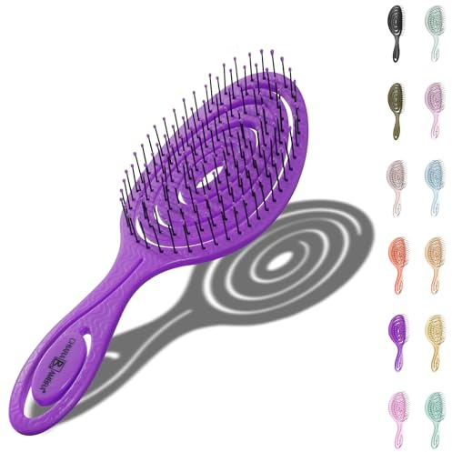 Chiara Ambra Haarbürste ohne Ziepen - Bürste für Damen und Herren - Entwirrbürste auch für Locken & Lange Haare - Nachhaltige Detangler Bürste Haarbürsten - Pflaume