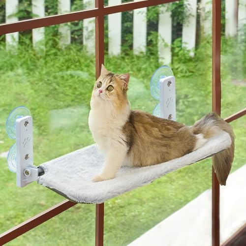 Duscdesp Hamac pour chat - Pliable - Avec ventouses puissantes - Rebord de fenêtre avec rembourrage en tissu double face lavable
