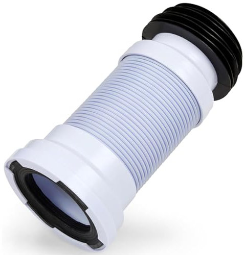 Toilet Waste Pipe Connector 260mm-500mm Toilet Pan Connector Universal WC Flexible Waste Pipe Plumbing Fittings Adjustable Length for All Standard Toilets