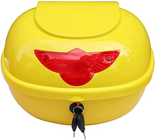 Motorcycle Trunk Tail Box Luggage Box Helme Luggage Top Case with Universal Mounting Hardware for Scooter/Motorcycle/Moped. (W (Yellow)