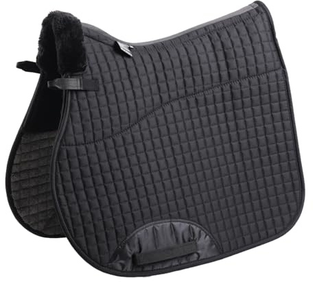 Merauno Sottosella in finta pelliccia per saltare, coperta completa, Numnah GP, quadrata, trasparente, colonna vertebrale alta, garrese modellante, equitazione, spettacolo, ammortizzante, traspirante