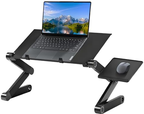 Ideal Swan Laptoptisch, Höhenverstellbar Faltbarer Laptop Ständer, 18,9 Laptop Tisch mit Mausplattform Winkelverstellbar Betttisch Klappbar, Laptoptisch für Couch, Laptop Tisch für Sofa Bett Boden