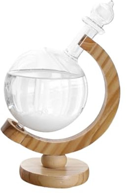 Botella de vidrio de tormenta - Globo predictor meteorológico con base de madera - Barómetro de pronóstico meteorológico elegante y creativo, artesanía de decoración de oficina de elección