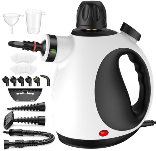 Dampfreiniger Handgerät,1050W Hochleistung Steam Cleaner mit Sicherheitsverriegelung,350ml Tank Handdampfreiniger mit 14 Zubehör,Dampfreiniger für Alles Polstermöbel Auto Fenster Fliesen Teppich