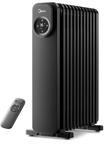 Midea Radiateur à Bain D'huile, 11 Ailettes Avec Télécommande Et écran Tactile LED-Chauffage Efficace, Protection Contre La Surchauffe, Minuterie 24h, Silencieux, Thermostat Réglage, 2300W, Noir