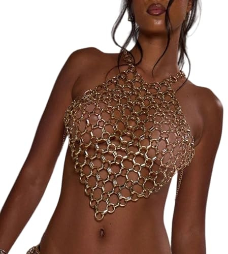 Top de cadena para el pecho, accesorios para festivales y rave, joyería ajustable para mujeres y niñas, accesorios de joyería corporal, S, como se describe, como se describe