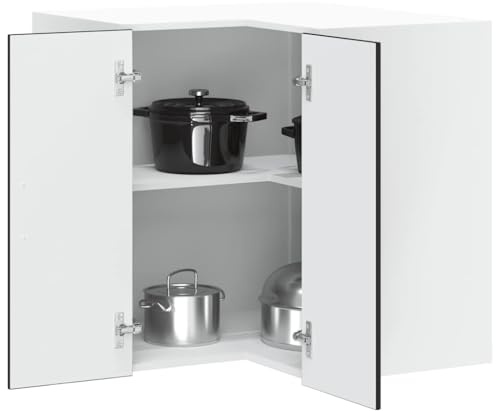 QUAHEAS Porto - Armario colgante de esquina para cocina (57 x 57 x 60 cm, montaje en pared, multiusos, para comedor y despensa), color negro