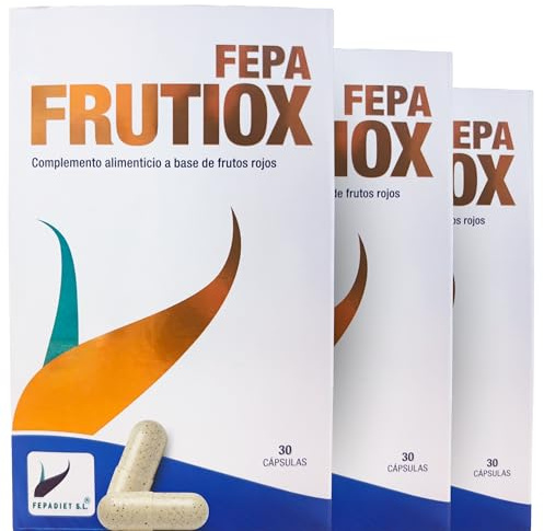 FEPA Frutiox – 30 Cápsulas Pack de 3 – Cápsulas con Extractos de Arándano Rojo y Azul, Semilla de Uva y Otros Frutos Rojos – Complemento Alimenticio – Fácil de Usar – Fepadiet