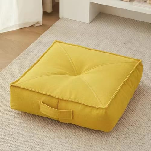 Extra tjock 15 cm Bo Cush för äldre 100 % bomull sittdyna rund/fyrkantig stol för fåtölj bil kontor rullstol (fyrkantig gul 40 x 40 cm)