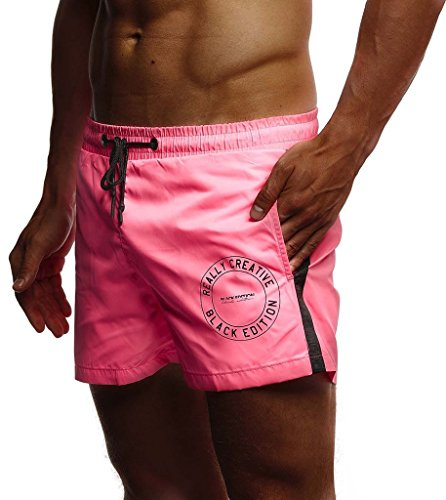 Leif Nelson Calzoncillos de baño Nadar Pantalones Cortos LN-9210 Rosado Small