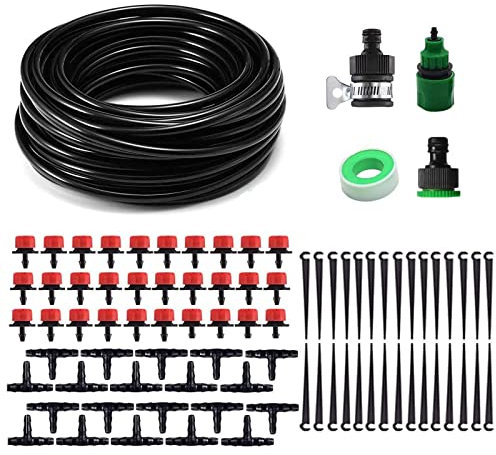 Kalolary Kit d'irrigation Goutte - 25m Micro Irrigation Goutte à Goutte Réglable de Jardin DIY Système d’arrosage Automatique pour Jardin, Pelouse, Plante, Paysage, Potager, Serre