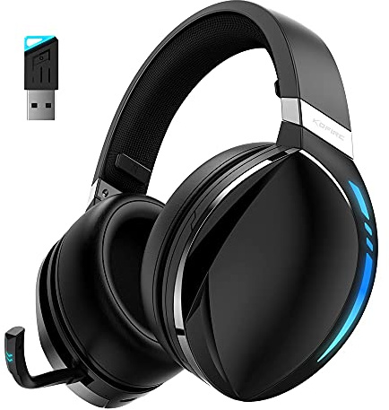 SLuB Gaming headset 3,5 mm trådbundet spelheadset, vikbart trådlöst Bluetooth-headset, surroundljud, HD-mikrofon, ingen fördröjningsfrekvens, LED färgglada lampor, lämplig för PC/PS5/PS4