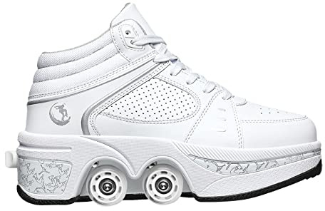 Chaussures à roulettes Unisexes Chaussures de Skate et Baskets 2 en 1 Qui se Transforment en Patins à roulettes Cadeau pour Enfants Garçons Filles Hommes et Femmes