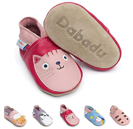 Dabadu Zapatitos Bebe en Cuero con Suela Blanda - Calzado Bebe - Patucos Bebés - Zapatos Primeros Pasos (Gato, 0_Months)