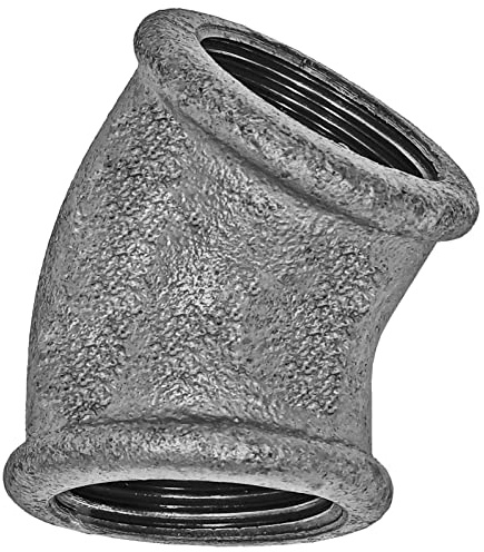 Gewinde Fitting Verschraubung aus Temperguss verzinkt - Winkel 45° mit 2 Rohr Zoll Innengewinde IG Nr. 120