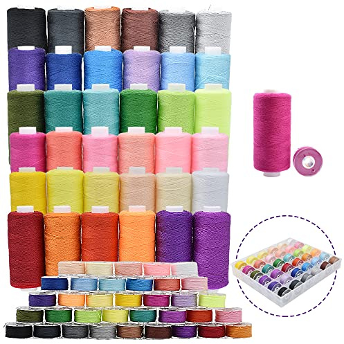 72Pcs Bobbins Sewing Threads Kit 36 Colors Spools 360 Yards Per Polyester Thread Prewound Bobbin with Case for Hand Sewing Sewing Machine Embroidery Mending Clothes DIY Project