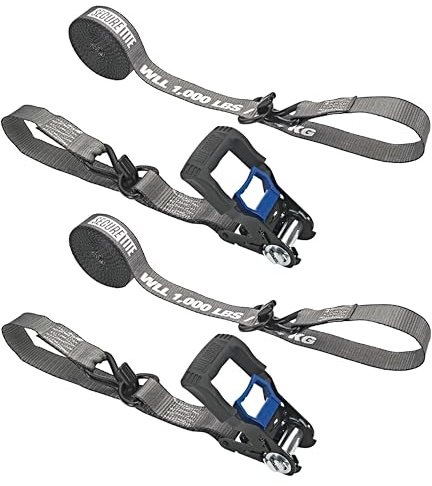 Secure Tite Ratchet Straps – 2-Pack 1-1/4” x 16’ Tie Down Straps with Vinyl Coated Double J-Hooks – Cargo Tie Down Straps, 1000 lbs. Working Load Limit and 3000 lbs. Break Strength