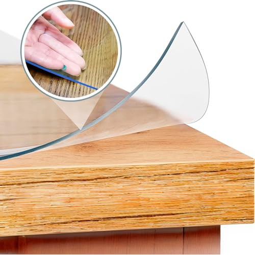 Artwelt Nappe de Protection de Table Transparente 2.2mm Film Doux en Cristal Clair Lavable Étanche du Film de Table Toile Cirée Rectangulaire |Qualité Supérieure| (180cm X 90cm)