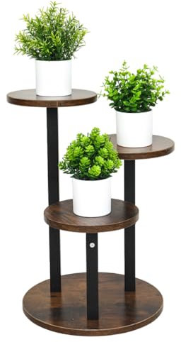 BAOYOUNI Soporte para Plantas Interior Exterior, Estanterias de Macetas con 3 Niveles, Escalera Flores para Decorativa Esquina, Salón, Despacho, Jardín, Patio, Balcón, Dormitorio, 30 x 30 x 48,2cm