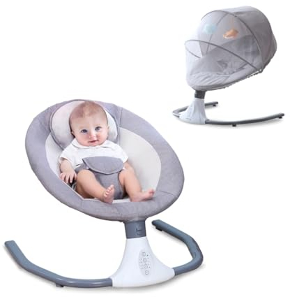 Mobiclinic® kids, Hamaca mecedora, Tuktuk, 4 velocidades ajustables, 0 meses a 18 kg, Arnés de 3 puntos, Mando distancia, 12 canciones incorporadas, Juguetes, Mosquitera, Bluetooth y usb