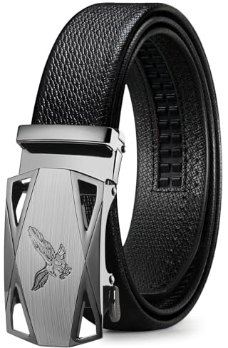 ITIEZY Ceinture Homme Cuir, Ceinture Automatique à Cliquet Sans Trou 35 mm pour Costume et Jeans, Taille Réglable