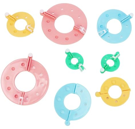 Tinkber Pom Pom Maker Kit - 8 Pcs Craft Supplies with DIY Tool, Fluffy Yarn Balls for Knitting Projects, Handmade Decorations, Wool Crafts