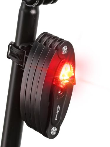 toptrek Faltschloss Fahrrad mit Halterung, Rücklicht Fahrrad StVZO Zugelassen USB Aufladbar, 100cm Faltbar Fahrradschloss Hohe Sicherheit mit Schlüssel, Fahrrad Schloss für Motorrad/E-bike/Scooter
