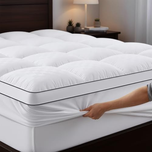 Autsel Sobrecolchón 135 x 190 cm, 1200 g/m² Ultrasuave Topper de colchón con 4 refuerzos antideslizantes, Protector de colchón hipoalergénico de microfibra Premium, lavable a máquina