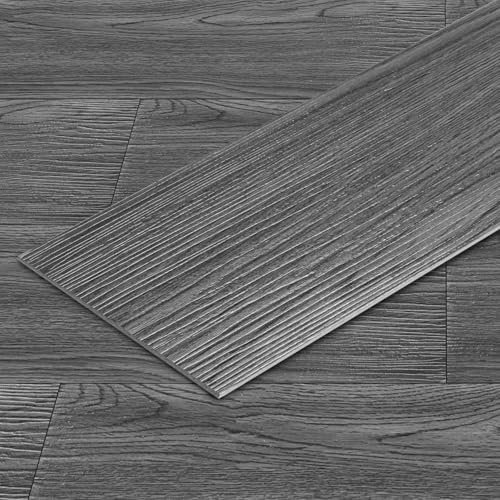 Eikuavons PVC-golvbeläggning självhäftande, vinylplattor, vinylgolv, 91,44 cm x 15,24 cm – tjocklek 2 mm, vinyllaminat halkfria dekorativa golvbrädor för sovrum, vardagsrum, 72 kakel/10 ㎡, mörkgrå