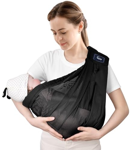 CUBY Breathable Baby Sling Carrier, Summer Baby Essentials for Newborn Quick Dry Air 3D Mesh Fabric Portable Wrap Baby Carrier Adjustable Sling Easy Toddler Carrier for Newborn up to 0-24 Months
