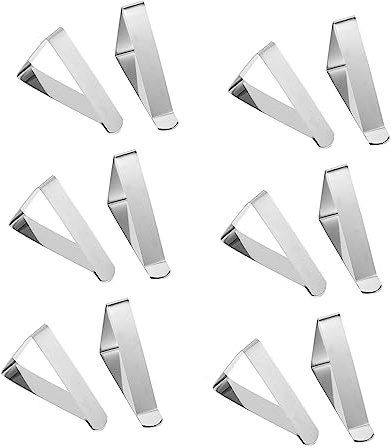 UKCOCO 12piezas Pinzas para Mantel De Acero Inoxidable Gruesas Antideslizantes Sujetamanteles para Fijar Mesa Pinzas para Manteles De Mesa