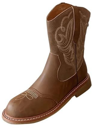 Generisch Western - Stivali da equitazione da donna, da cowboy, a testa media, a testa tonda, caffè, 40 EU