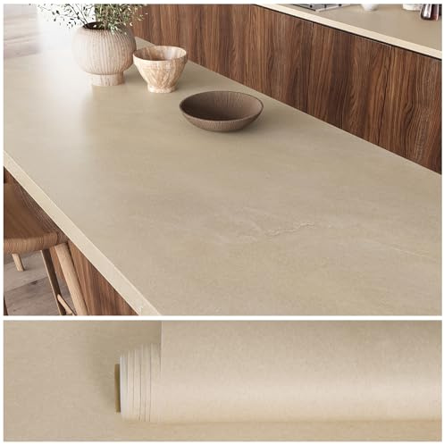 VEELIKE Självhäftande tapet marmorutseende beige möbelfolie marmor tapet kök 40 cm × 300 cm självhäftande folie bänkskiva kök tjocka tapeter vardagsrum marmor folie köksbänkskiva matsal bord