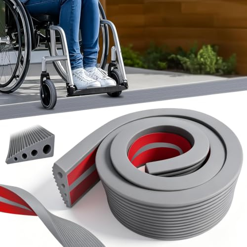 Niuny Dörrtröskelramp 4,5 x 10 x 90 cm rullstolsramp övergångsprofil självhäftande tröskelramp robotdammsugare TPE dörrtrösklar list dörrtrösklar ramper för rullstolar, barnvagnar, rullator