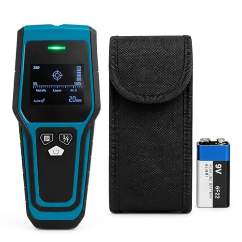 Rilevatore 4 in 1 per Metalli Cavi Elettrici AC Legno e Tubi Scanner da Parete con Display LCD Digitale con Allarme Sonoro e indicatore LED per Muro Cartongesso