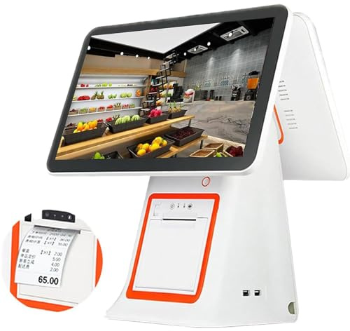Touch kassaapparat, POS kassaregister, kassaapparat med pekskärm 15,6 White | Justerbar vinkel för detaljhandeln, för kassaregister PC Kiosk kontor detaljhandel