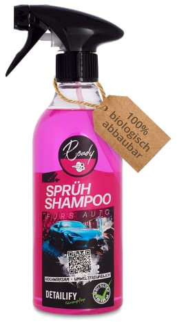 Detailify Sprühshampoo Roady Autoshampoo Wasserlose Dry Reinigung Korrosionsschuz Autowäsche ohne Wasser Trockenreiniger Auto Glanz Detailing Lackpflege Spray | Umweltfreundlich, 500ml