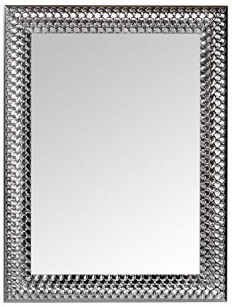 MO.WA Spiegel Wandspiegel Modern 65x85 Silber Dekospiegel Rechteckig Wandspiegel mit Holzrahmen versilbert Rechteckiger Spiegel - Moderner Spiegel - Badezimmer Spiegel
