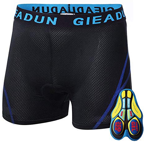 HTTOAR Culote Corto Ciclismo Hombre， Culotes Ciclista Calzoncillos Transpirable y de Secado Rápido Calzoncillos Bici (Azul Negro, X-Large)