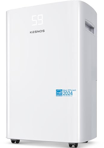 Kesnos 4500 Sq. Ft Dehumidifier for Home with Drain Hose -Ideal for Basements, Bedrooms, Bathrooms, Laundry Rooms -with Intelligent Control Panel, Front Display, 24 Hr Timer and 0.69 Gallon Water Tank