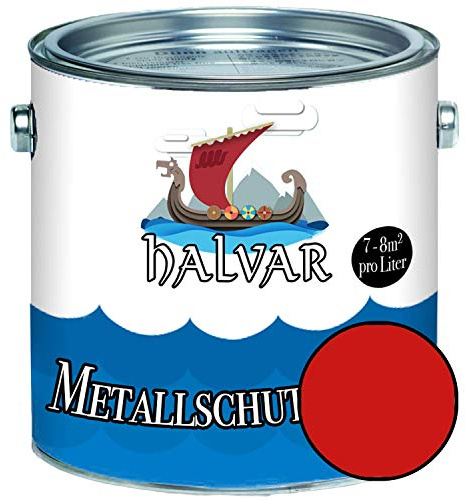 Halvar Laque de protection pour métal Rouge satiné RAL 30003031 Peinture métallique particulièrement robuste Résistante aux intempéries et parfaite protection longue durée pour métal (1 l,