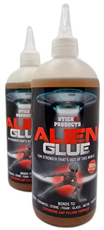 Alien Glue - 100% Waterproof Adhesive for Wood, Ceramic, Stone, Glass, Foam, Metal & More. Twin Pack - 2 x 500ml. Extra- Strong Multipurpose Glue. Used for Craft or DIY.