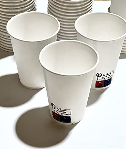 1 000 Gobelets jetables, en papier carton, de qualité supérieure pour boissons chaudes et froides, 220 ml, sur place ou à emporter, pour le café, le café latté, le macchiato.
