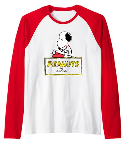 Peanuts - Snoopy Typing Logo Raglan Baseball Tee
