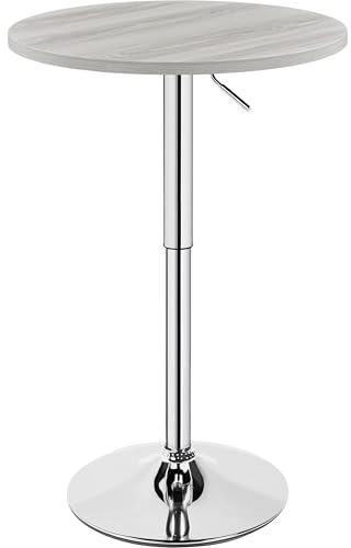Yaheetech Round Bar Table for Cocktail Bar Home Bar Pub Coffee Tea Dining Bistro Table, Grey