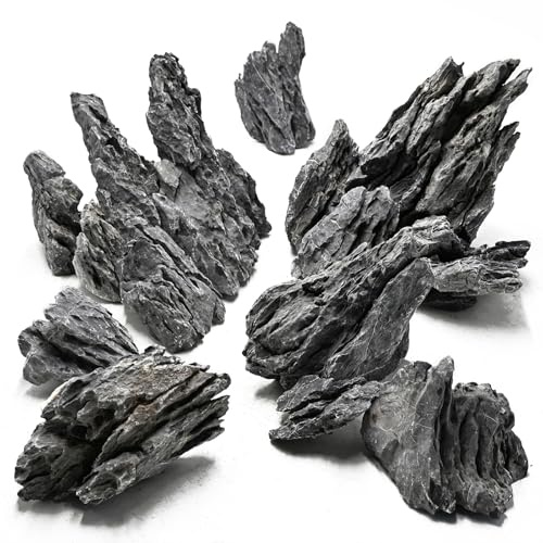 Unocho Aquarium Rocks Natural Seiryu Stone 9kg Aquascaping Rocks for Fish Tank Aquarium Landscaping Decoration Paludarium Amphibian Enclosures(7.5-25 cm)