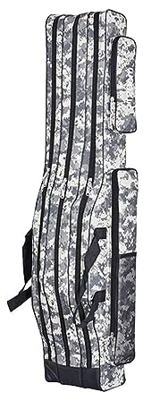 SEIWEI Portable Angeltasche Angelrute Angelgerät Tasche, Rutentasche Camouflage, 120cm Angelkoffer für Angelzubehör Angelköder [Grau]
