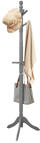 COSTWAY Attaccapanni ad Albero, Appendiabiti in Legno di Gomma con 9 Ganci, Albero Porta Abiti per Camera da Letto Soggiorno Ingresso e Ufficio, 50x50x138-175 cm (Grigio)